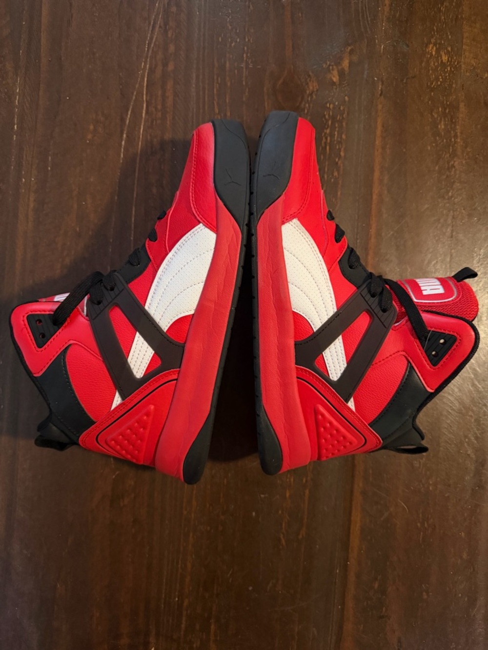 UniSex Puma Red Black BackCourt Mid High-Top Sneakers Size 9.5M or 11W - Picture 3 of 10